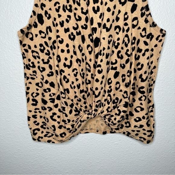J. Crew orange leopard print twist front sleeveless cotton cropped shirt size xs - Picture 4 of 11